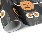 Spooky Halloween pompoenen & uilen Jack-O-lantaarn Cadeaupapier (Rol Hoek)