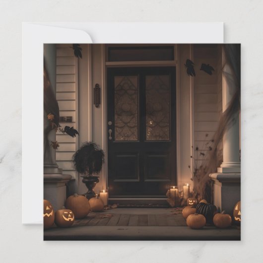 Spooky Halloween Porch Decor met Jack-o'-Lanterns (Voorkant)