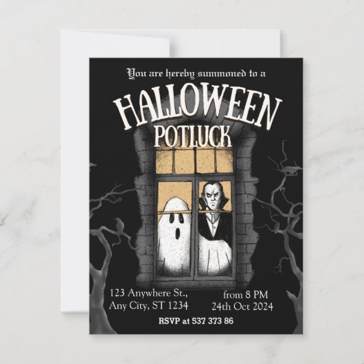 Spooky Halloween Potluck Invitation Kaart (Voorkant)