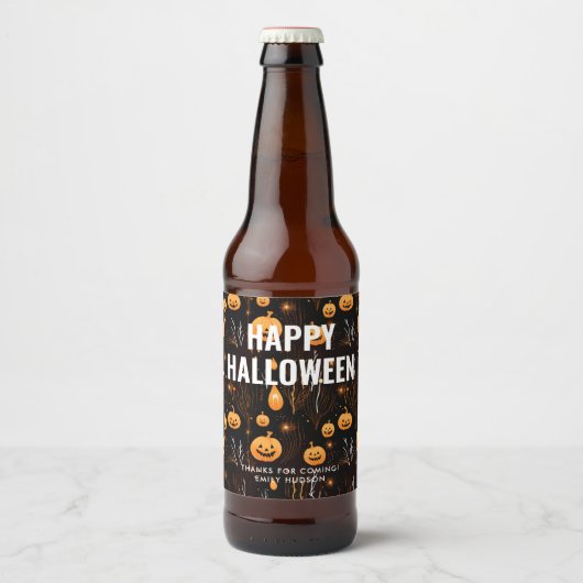 Spooky Halloween Pumpkin Bier Etiket (Voorkant)