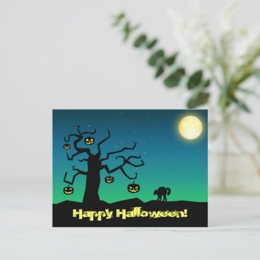 Spooky Halloween Pumpkin-boom - Briefkaart (Staand voorkant)