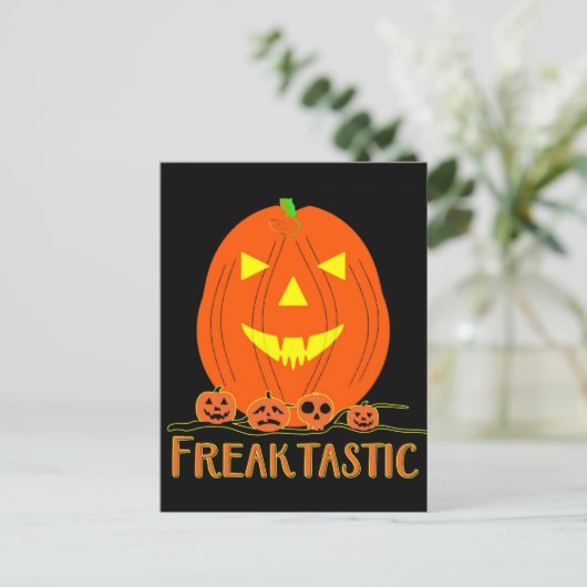 Spooky Halloween Pumpkin Briefkaart (Staand voorkant)