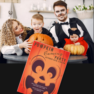 Spooky Halloween Pumpkin Carving Contest Party Kaart