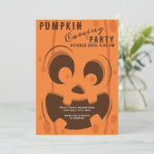 Spooky Halloween Pumpkin Carving Contest Party Kaart (Staand voorkant)