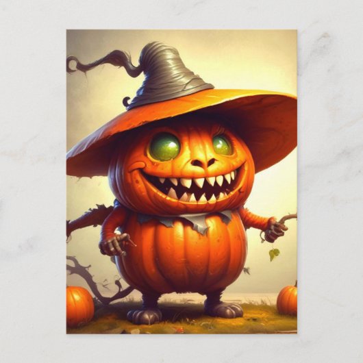 Spooky Halloween Pumpkin Creature Briefkaart (Voorkant)