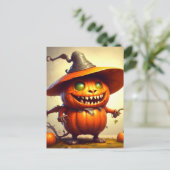 Spooky Halloween Pumpkin Creature Briefkaart (Staand voorkant)