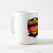 Spooky Halloween Pumpkin Design with Moonlit Sky Koffiemok (Voorkant links)