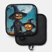 Spooky Halloween Pumpkin Duo Pannenlap (Voorkant / Achterkant)