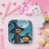 Spooky Halloween Pumpkin Duo Papieren Bordje (Feest)