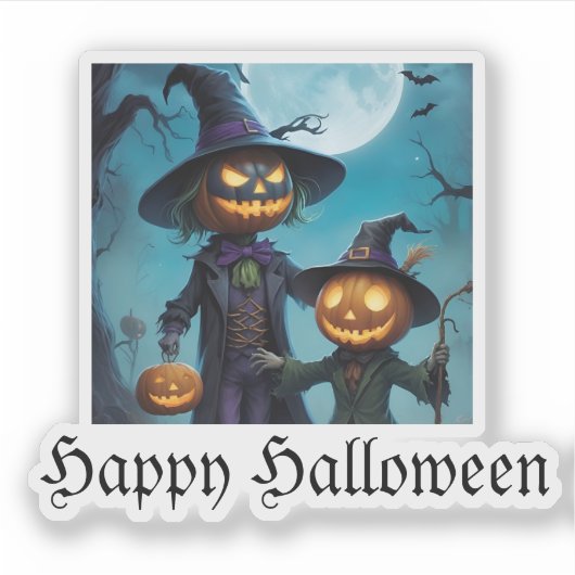 Spooky Halloween Pumpkin Duo Sticker (Voorkant)