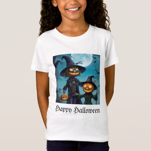 Spooky Halloween Pumpkin Duo T-shirt (Voorkant)