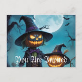 Spooky Halloween Pumpkin Duo Uitnodiging Briefkaart (Voorkant)