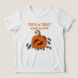 Spooky Halloween Pumpkin Footprint Tri-Blend Shirt