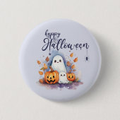 Spooky Halloween Pumpkin Ghost Button (Voorkant)