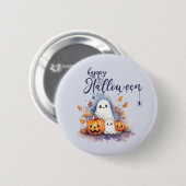 Spooky Halloween Pumpkin Ghost Button (Voorkant /achterkant)