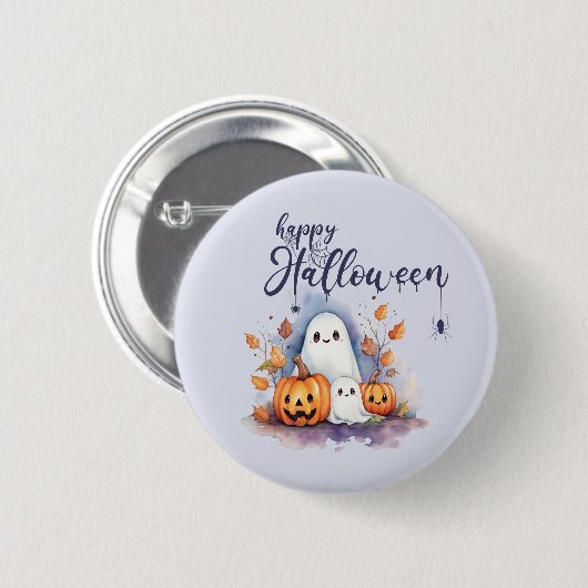 Spooky Halloween Pumpkin Ghost Button (Voorkant /achterkant)