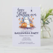 Spooky Halloween Pumpkin Ghost Invitation Kaart (Staand voorkant)