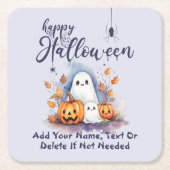 Spooky Halloween Pumpkin Ghost Paper Onderzetter (Voorkant)