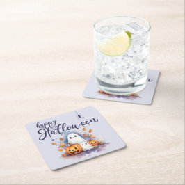 Spooky Halloween Pumpkin Ghost Paper Onderzetter