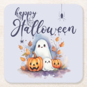 Spooky Halloween Pumpkin Ghost Paper Onderzetter (Voorkant)
