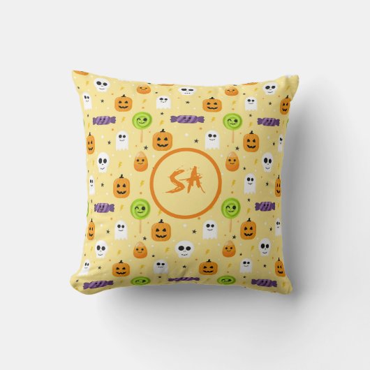 Spooky Halloween Pumpkin Ghost Skull Snoepjes Star Kussen (Voorkant)