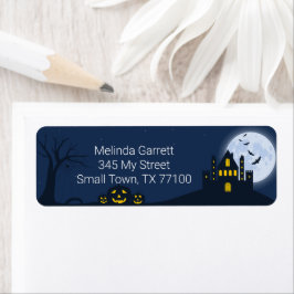 Spooky Halloween Pumpkin Haunted House Etiket