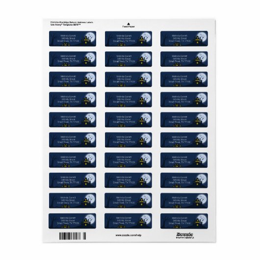 Spooky Halloween Pumpkin Haunted House Etiket (Full Sheet)