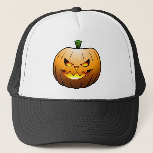 Spooky Halloween Pumpkin Head Trucker Pet (Voorkant)