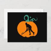 Spooky Halloween Pumpkin Hockey Player Costume Briefkaart (Voorkant / Achterkant)