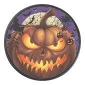 Spooky Halloween Pumpkin Hockey Puck 🎃 (Voorkant)