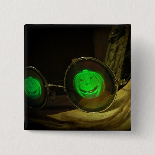 Spooky Halloween Pumpkin Hologram Spectrum Button (Voorkant)