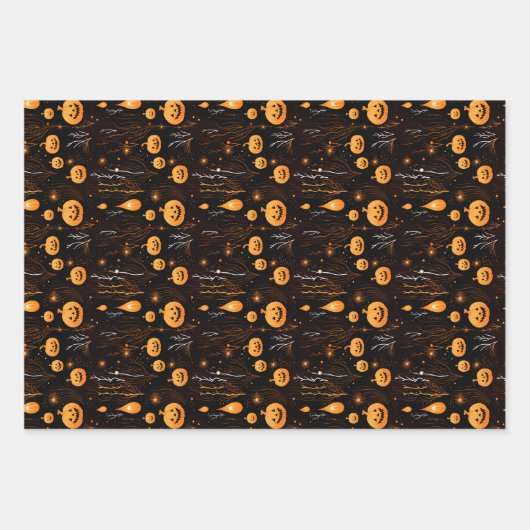 Spooky Halloween Pumpkin Inpakpapier Vel (Voorkant 3)