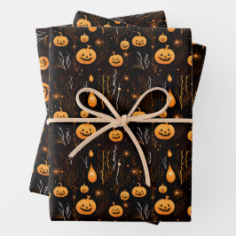 Spooky Halloween Pumpkin Inpakpapier Vel