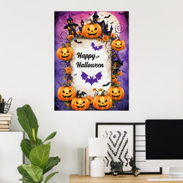 Spooky Halloween Pumpkin Lijst Poster