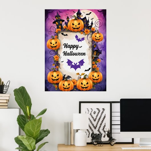 Spooky Halloween Pumpkin Lijst Poster (Thuiskantoor)