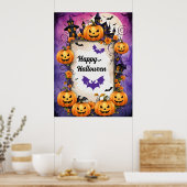 Spooky Halloween Pumpkin Lijst Poster (Keuken)