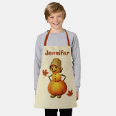 Spooky Halloween Pumpkin Man Aangepaste naam kinde Schort (Gedragen)