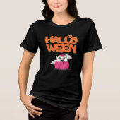 Spooky Halloween Pumpkin met vleermuizen Fun Hallo Tri-Blend Shirt (Voorkant)