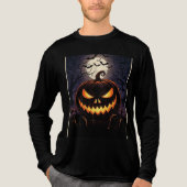 Spooky Halloween Pumpkin Night Design Tri-Blend Shirt (Voorkant volledig)