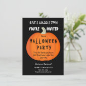 Spooky Halloween Pumpkin Party Uitnodiging (Staand voorkant)