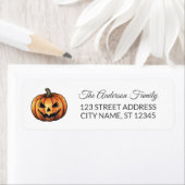 Spooky Halloween Pumpkin Return Adres Etiket (Insitu)