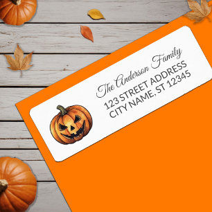 Spooky Halloween Pumpkin Return Adres Etiket