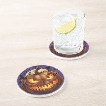 Spooky Halloween Pumpkin Sandstone Drink Onderzett