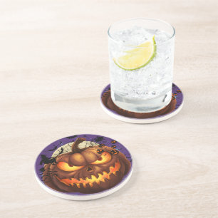 Spooky Halloween Pumpkin Sandstone Drink Onderzett Zandsteen Onderzetter