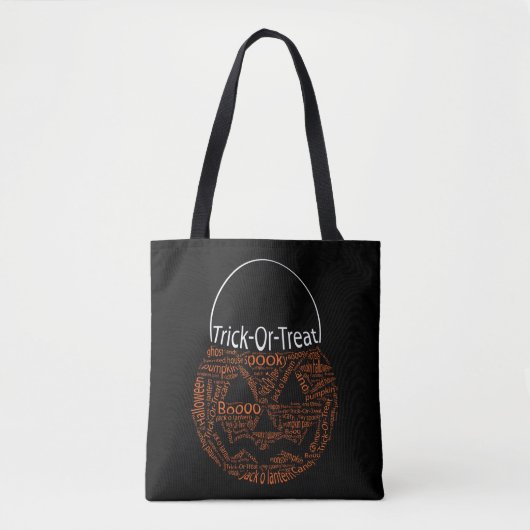 Spooky Halloween Pumpkin Typografie Oranje Black Tote Bag (Voorkant)