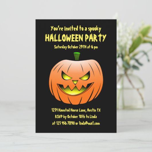 Spooky Halloween Pumpkin Uitnodiging (Staand voorkant)