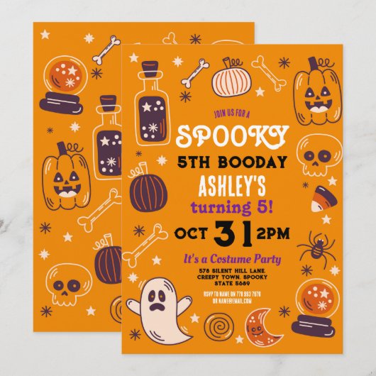 Spooky Halloween Pumpkin Verjaardag Kinder Kaart (Voorkant / Achterkant)