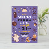 Spooky Halloween Pumpkin Verjaardag Kinder Uitnodi Kaart (Staand voorkant)