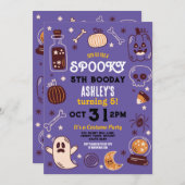 Spooky Halloween Pumpkin Verjaardag Kinder Uitnodi Kaart (Voorkant / Achterkant)