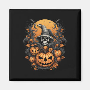 Spooky Halloween Pumpkin Witch Skull Magneet